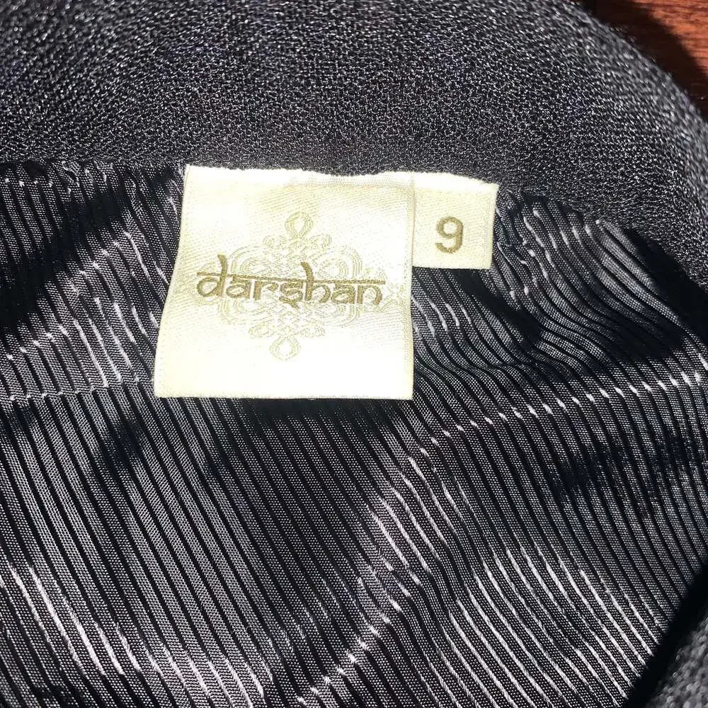 Darshan Men’s Black Embroidered Ethnic Jacket Sz‎ 9 Long Coat Style Indo-Western